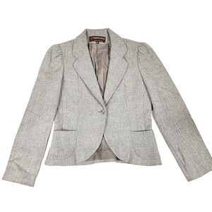 Vintage Peabody House Blazer Womens‎ 9/10 Tan Brown Tweed Lined One Button